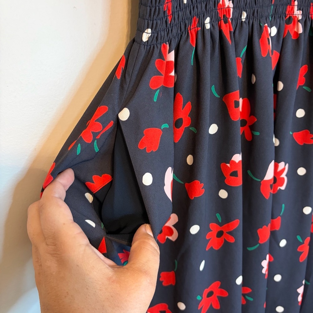 Kate Spade Dark Blue Dress with Red and White Floral Pattern - Picture 8 of 11